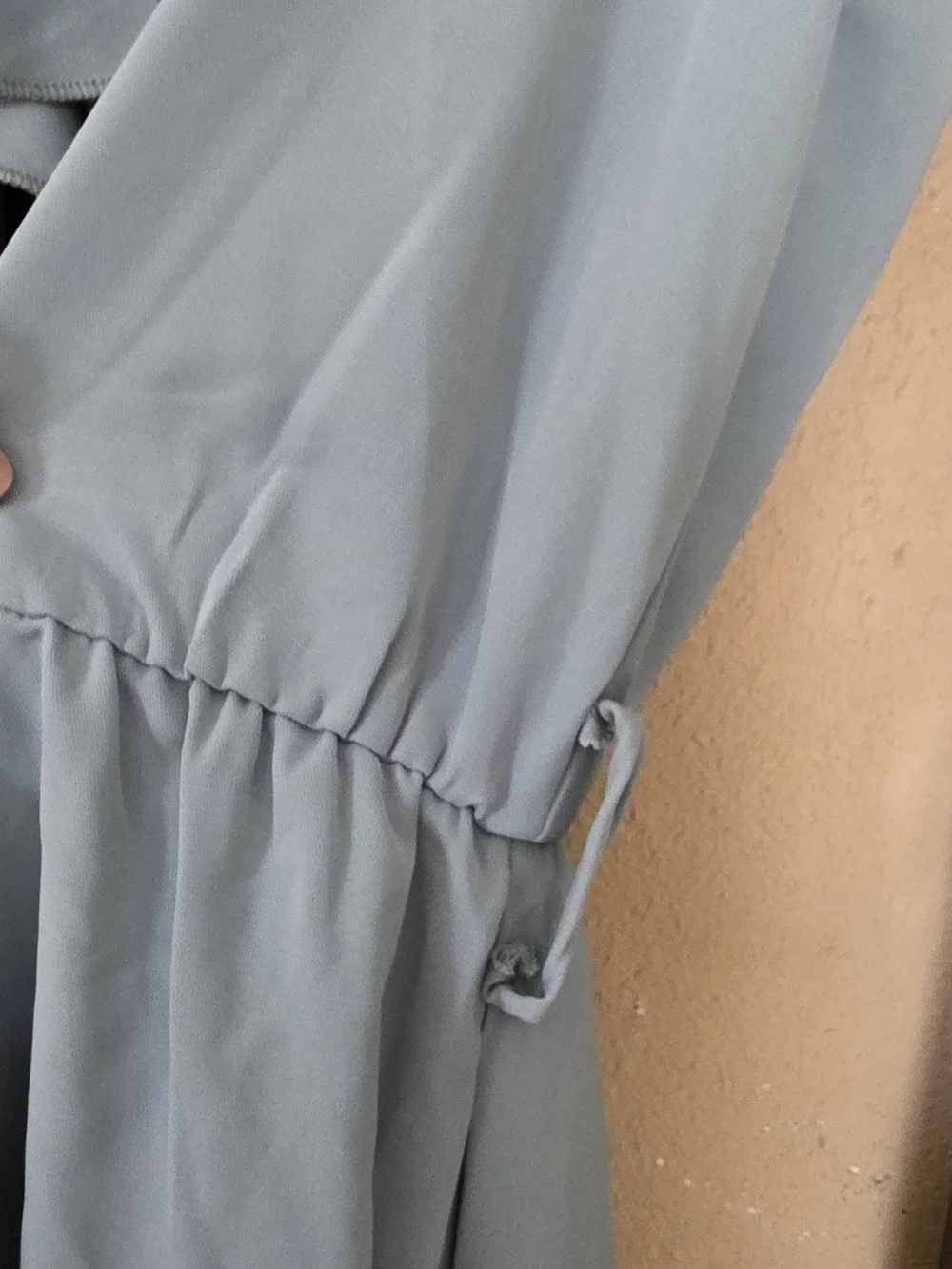 Ruffled V-Neck Midi Dress in Light Blue by Fashion